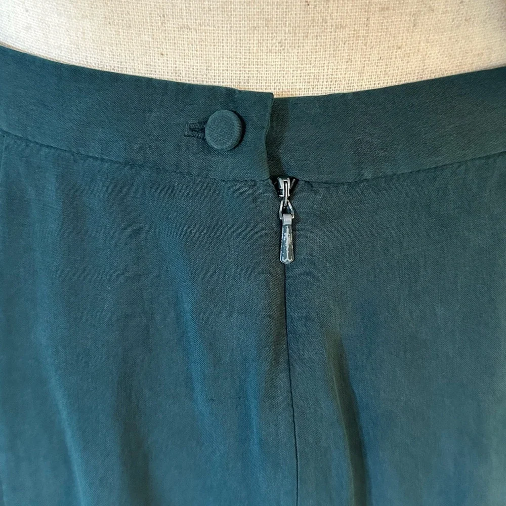 Monsoon | Dark Teal 100% Silk Midi/Maxi Skirt, Size 12 (Vintage)